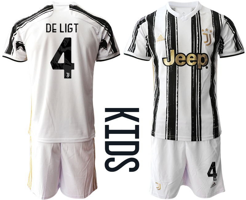 Youth 2020-2021 club Juventus home #4 white Soccer Jerseys